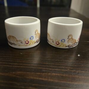 Bone China Napkin Rings Easter Quail Chick Floral Set Of 2
